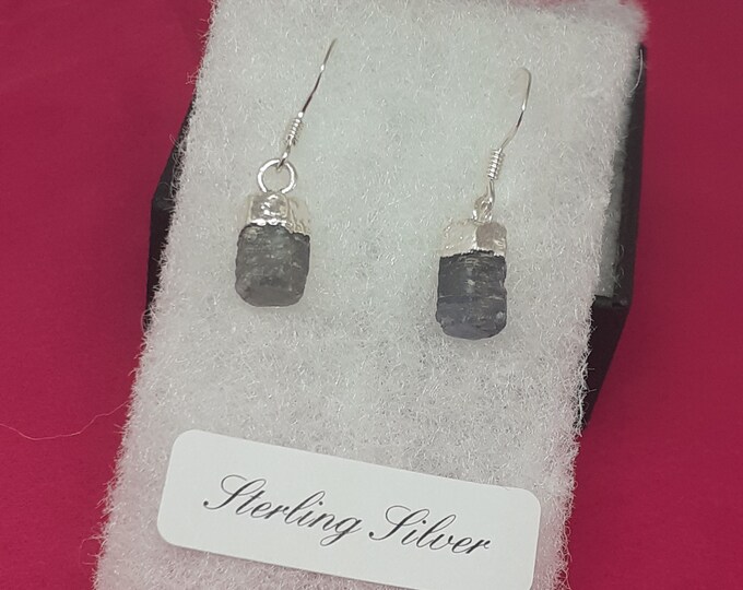 Blue Sapphire- Drop-Dangle-Earrings -Handmade-Sterling Silver Electroplated -Gift Box