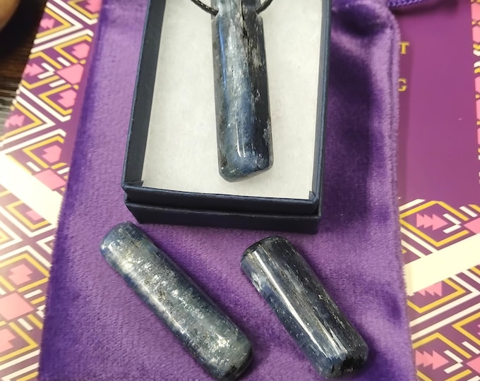 Kyanite -Pendant- Black Cord- Gift-Yourself- Friends-Family- Loved One- Gift Box
