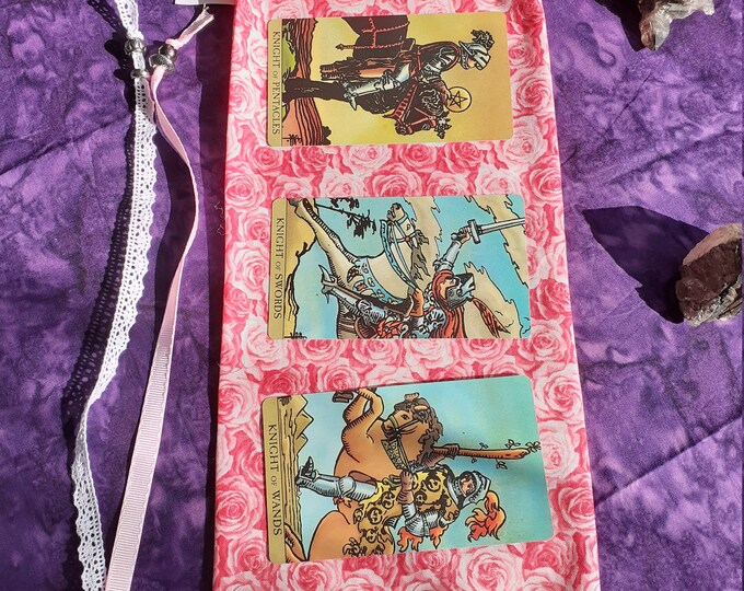 Deluxe Tarot Cards cards pouch Bag, lined pouch, handmade- Ribbon -Beads- New Design