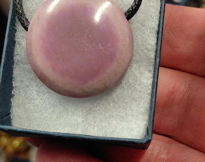 Circle of Phosphosiderite- 30 mm Pendant: Black Cord Amulet