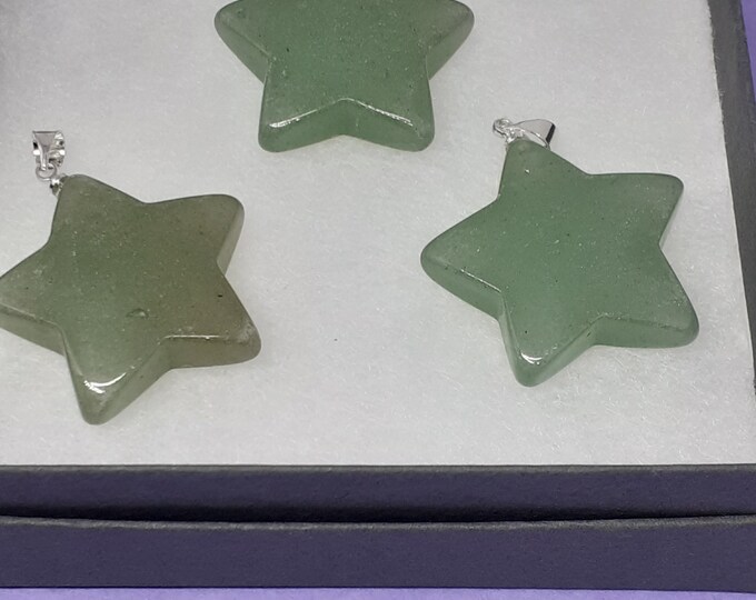 Green Aventurine - Star -Pendant- Black Cord -Protection- Gift-Yourself- Friends-Family-Loved One-Gift Box
