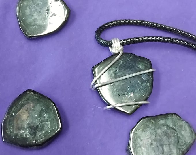 Tourmaline- Silver Plated Wire Pendant- Black Cord- 20 mm-Gift-Yourself- Friends-Family-Loved One-Gift Box