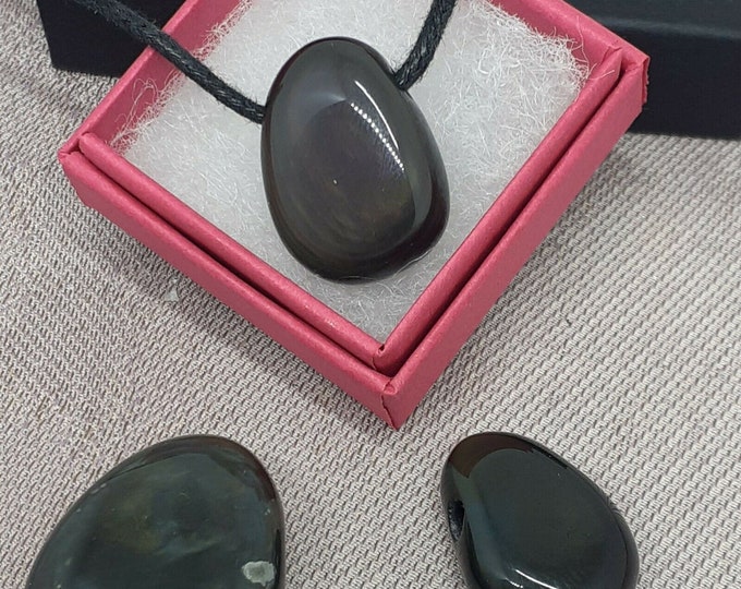 Rainbow Obsidian - Black Cord- Gift Box- Gift-Yourself- Friends-Family-Loved One-Gift Box