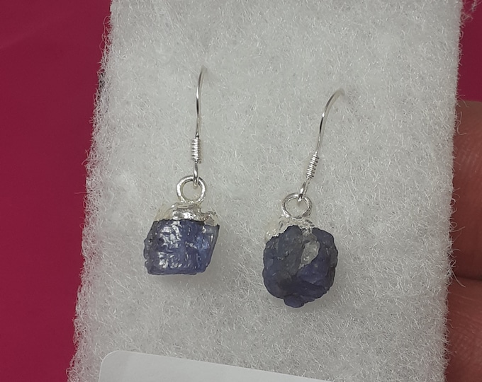 Tanzanite- Drop-Dangle-Earrings -Handmade-Sterling Silver Electroplated -Gift Box