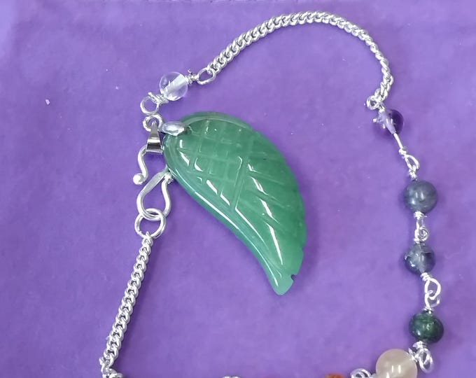 Pendulum- Handmade- Green Aventurine Angel Wing- Chakra Chain- Gift Box- Friends- Family-Loved One