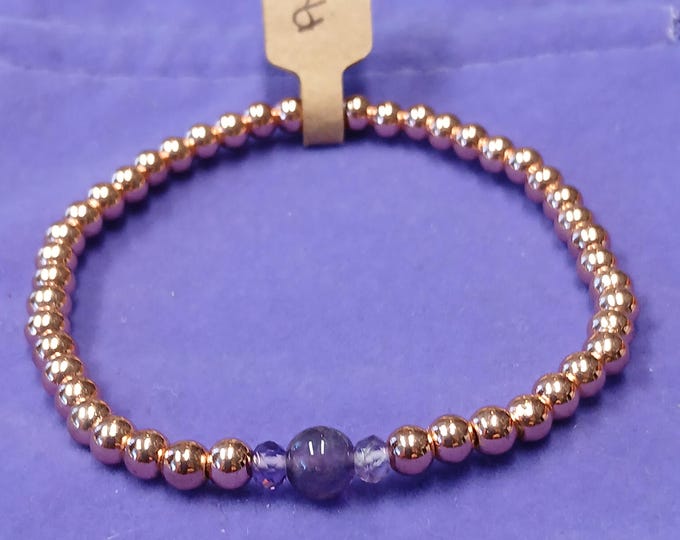 Hematite-Amethyst-Rose Gold Plated-Bracelet-Gift-Yourself-Friends-Family-Loved One