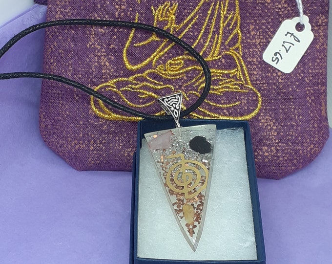 Organite-Reiki-Pendant- Black Cord -Buddha Embroidery Bag-Gift-Yourself- Friends-Family-Loved One-Gift Box
