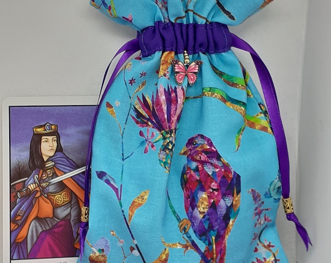 Deluxe Tarot - Oracle- cards pouch Bag, lined pouch, handmade -Charm- Beads- New Design
