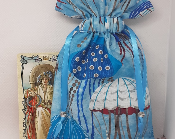 Deluxe Tarot cards pouch Bag, lined pouch, handmade -Tibetan Silver Beads- New Design