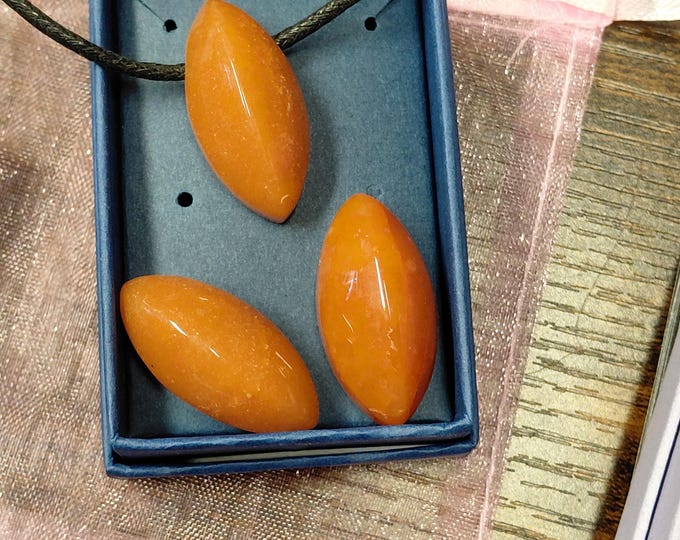 Red Aventurine-Marquise- Pendant: Black Cord Amulet