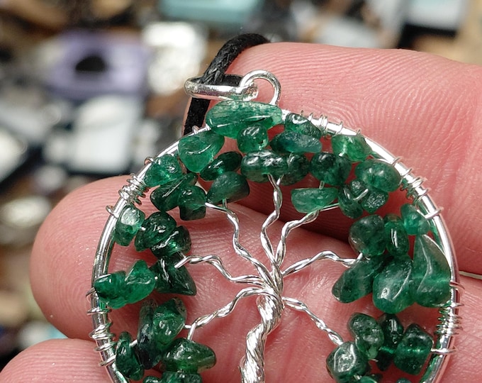 Aventurine-Pendant- Silver Plated-Black Cord Aura cleansing -Protection-concentration-Gift for Yourself- Friend-Loved One-Gift Box