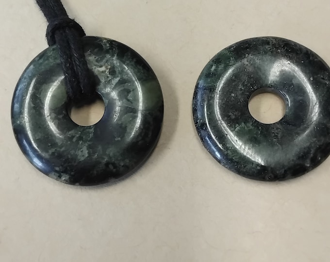 Kambaba Jasper-30 mm- Donut Pendant- Black Cord- Perfect gift for yourself- a friend or a Loved one