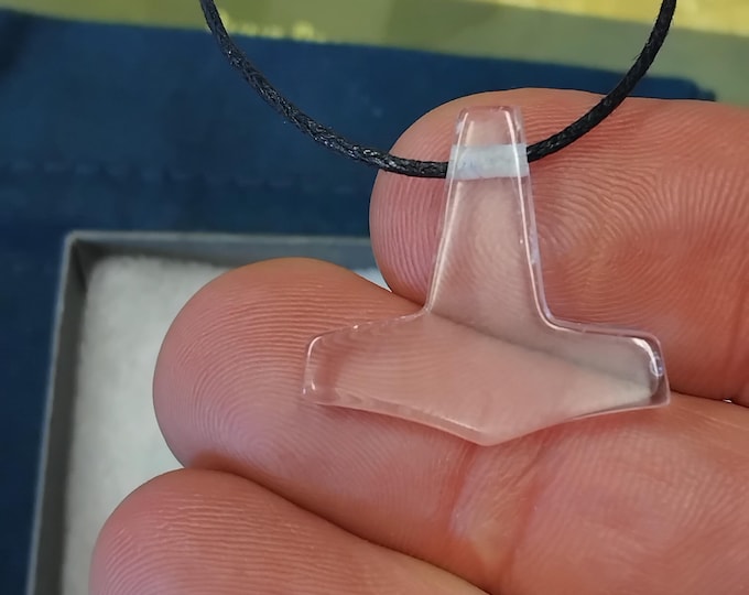 Clear Quartz- Thors Hammer - Black Cord- Gift Box- Gift-Yourself- Friends-Family-Loved One-Gift Box