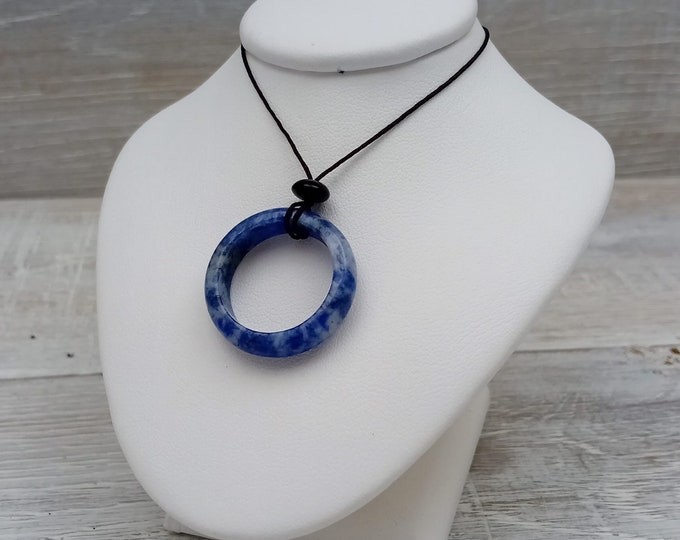 Sodalite Ring Pendant- Cord - Gift-Yourself- Friends-Family-Loved One-Gift Box