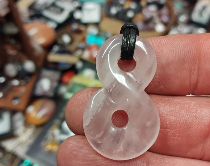 Eternity-Infinity-Rose Quartz- Pendant- Black Cord- Gift Box- Gift-Yourself- Friends-Family-Loved One-Gift Box