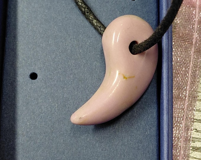 Phosphosiderite- Magatama Pendant: Black Cord Amulet