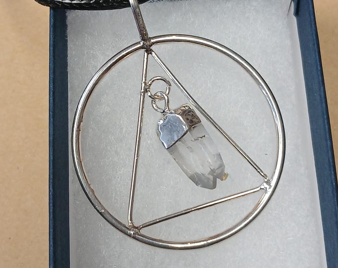 Clear Quartz-Silver Plated -Pendant- Black Cord - Gift-Yourself- Friends-Family-Loved One-Gift Box