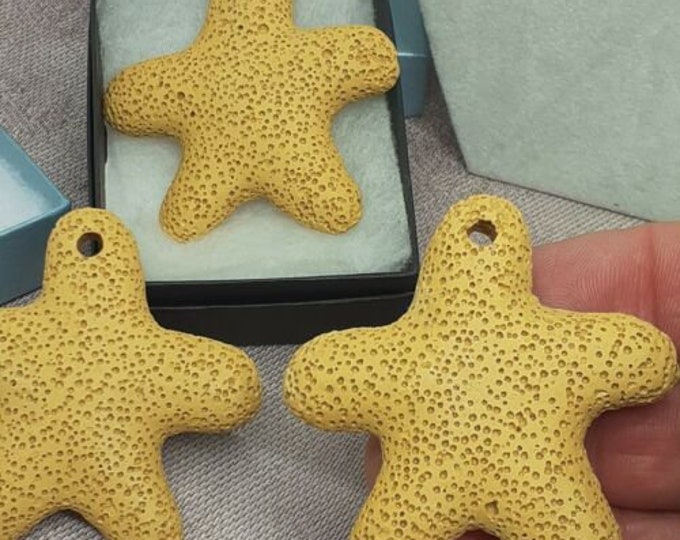 50 mm Lava Rock Starfish Pendant - Yellow-Gift-Yourself- Friends-Family-Loved One- Gift Box