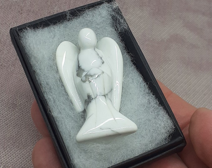 White Howlite Angel 50 mm- Creativity- Gift for Yourself- Friends- Family- Loved One- Gift Box