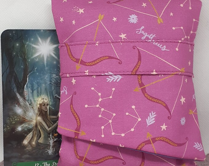 Deluxe Pocket Style Tarot Cards cards pouch Bag, lined pouch, handmade- Sagittarius -New Design