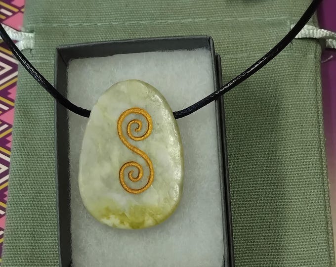 Iona Marble-Oval-Spiral-Pendant- Black Cord- Gift-Yourself- Friends-Family-Loved One-Gift Box