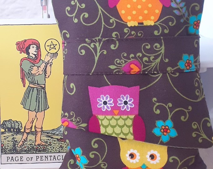 Deluxe Pocket Style Tarot Cards cards pouch Bag, lined pouch, handmade- New Design-Owls