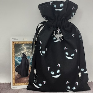 Deluxe Tarot Karten Tasche, gefütterte Tasche, handgefertigt -CAT-Charm-Tibetanische Silberperlen-Neues Design