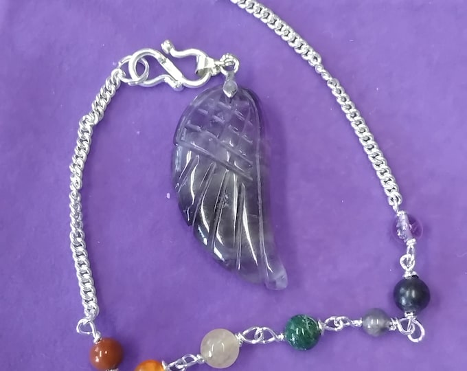 Pendulum- Handmade- Amethyst Angel Wing- Chakra Chain- Gift Box- Friends- Family-Loved One