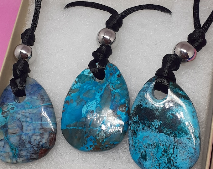 Shattuckite-Tumbled-Pendant- Black Cord - Gift-Yourself- Friends-Family-Loved One-Gift Box