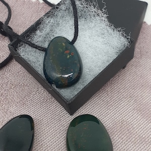 Bloodstone - Pendant- Black Cord - Gift-Yourself- Friends-Family-Loved One-Gift Box