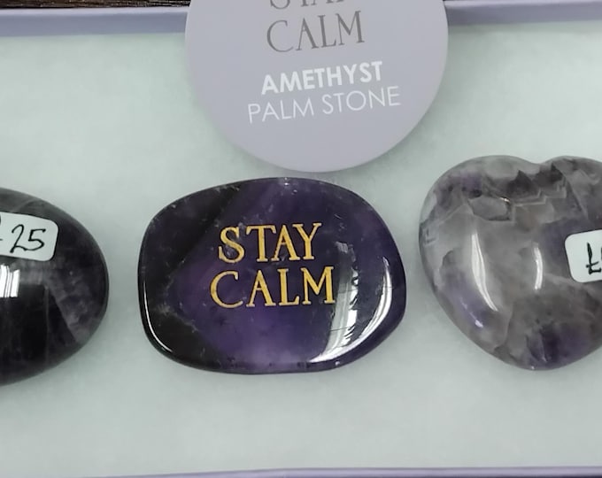 Amethyst- Gift Set-Boxed-Heart-Soapstone-Tumbled Stone-Palmstone--Stay Calm Stone-Gift-Yourself-Friends -Family-Loved One