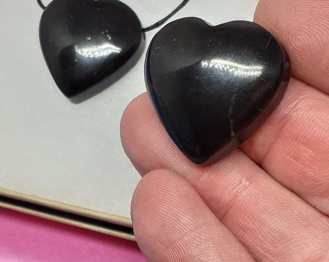 Shungite Heart Pendant Black Cord- Gift Box- Gift Yourself- Friend- Family