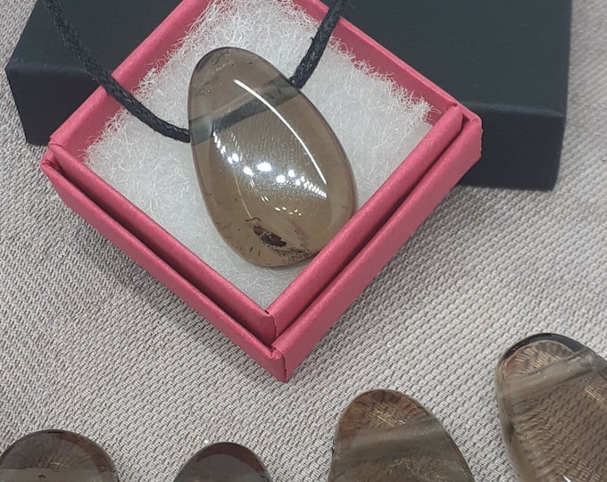 Smokey Quartz- A Grade Pendant- Black Cord- Gift Box- Gift-Yourself- Friends-Family-Loved One-Gift Box