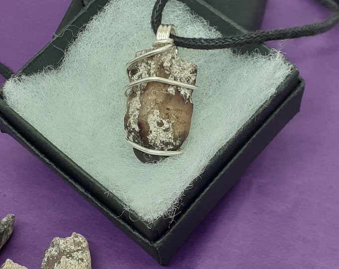 Utah Topaz Pendant- Wire Wrapped-Black Cord-Gift for Yourself- Friend-Loved One-Gift Box