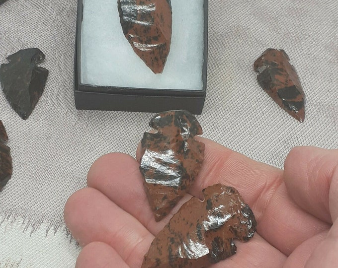 Mahogany Obsidian - Arrowhead -Pendant- Black Cord -blocks psychic attack -Transformation- Gift-Yourself- Friends-Family-Loved One-Gift Box