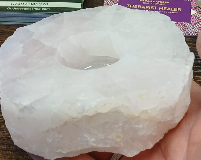 Rose Quartz-Large-Tea light Holder-Gift-Yourself-Friends-Family -Loved One