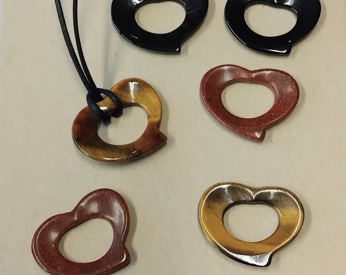 25 mm Small Open Heart Shaped Gemstone Pendant - Perfect gift for yourself- a friend or a Loved one