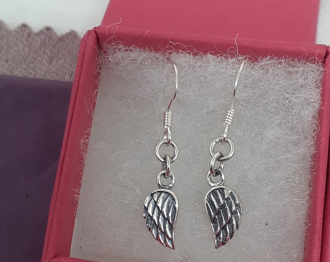 Angel Wing Earrings Sterling Silver 925 The "Goddess Collection" Pentacle- Gift- Yourself- Friends- Family- Loved One