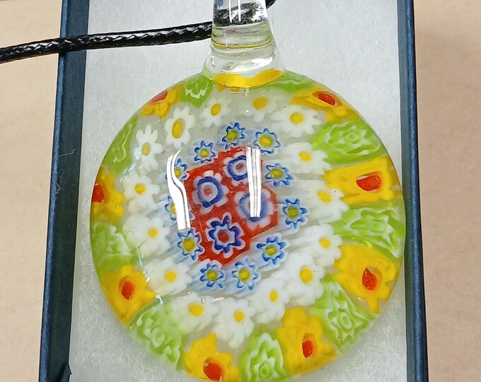 Hand Blown Colourful Glass Pendant - Pendant- Black Cord - Gift-Yourself- Friends-Family-Loved One-Gift Box