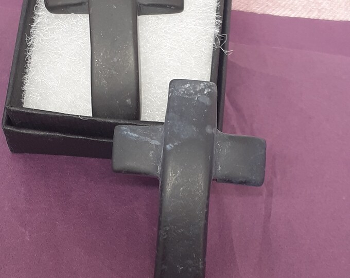 Cross Bevelled- Black Onyx- Matt Finish -Pendant- Black Cord- Gift-Yourself- Friends-Family- Loved One- Gift Box