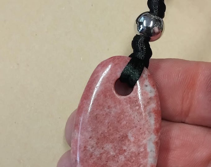 Thulite -Pendant- Black Cord- "Adventurousness and Creativity"-Gift-Yourself- Friends-Family- Loved One- Gift Box