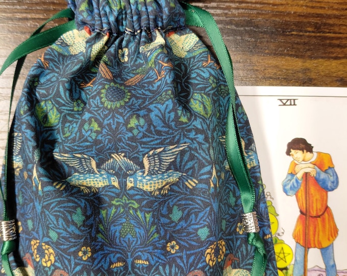 Deluxe Tarot cards pouch Bag, lined pouch, handmade - Charm-Tibetan Silver Beads- New Design