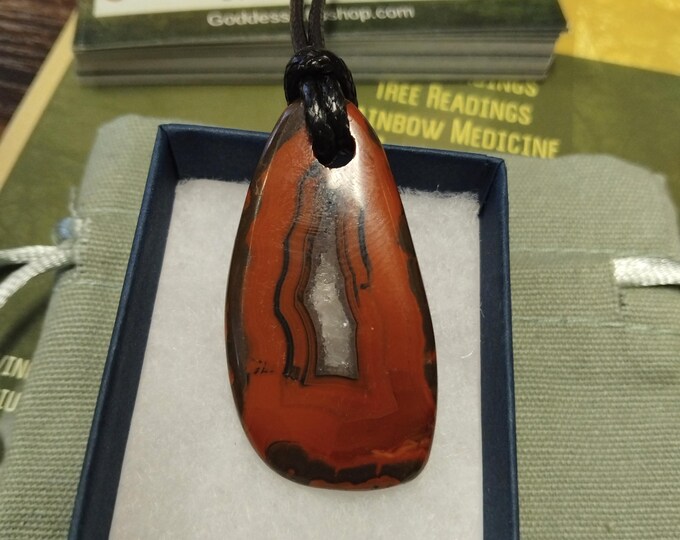 Condor Agate-Tumbled-Pendant- Black Cord - Gift-Yourself- Friends-Family-Loved One-Gift Box