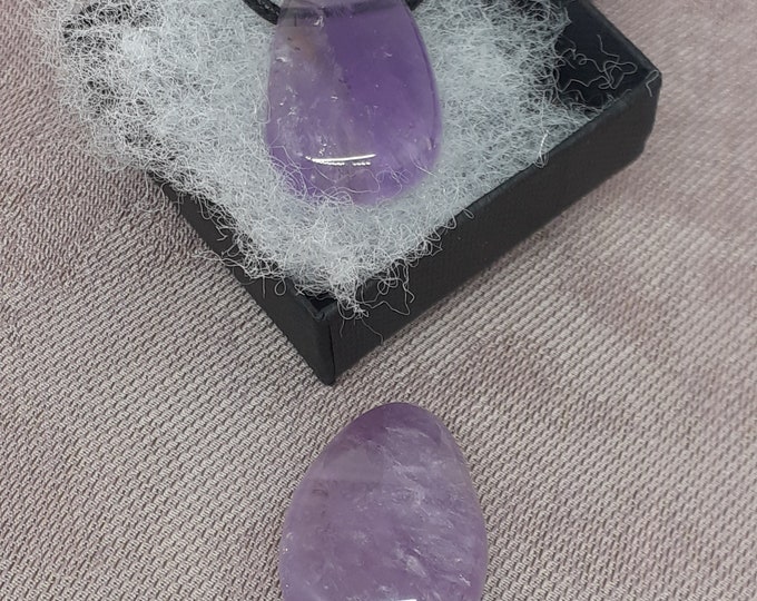 Amethyst A Grade - Pendant- Black Cord - Gift-Yourself- Friends-Family-Loved One-Gift Box