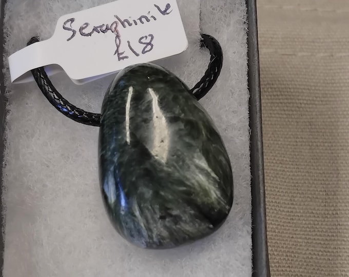 Seraphinite Pendant- Black Cord- Perfect gift for yourself- a friend or a Loved one
