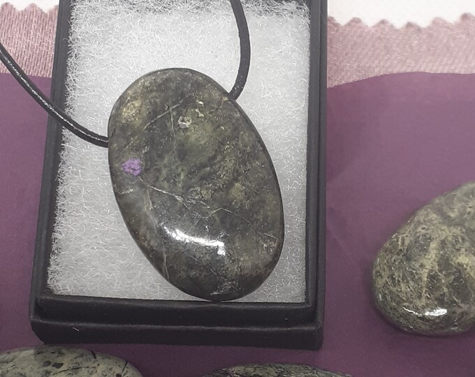 Stichtite in matrix-Tumbled-Pendant- Black Cord - Gift-Yourself- Friends-Family-Loved One-Gift Box
