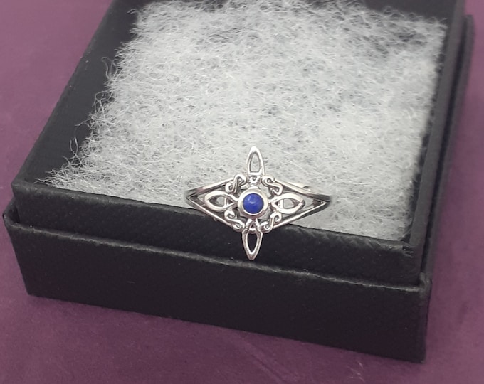 Toe Ring Sterling Silver 925 - Witches Knot -Lapis Lazuli New "Goddess Collection"- Gift Box