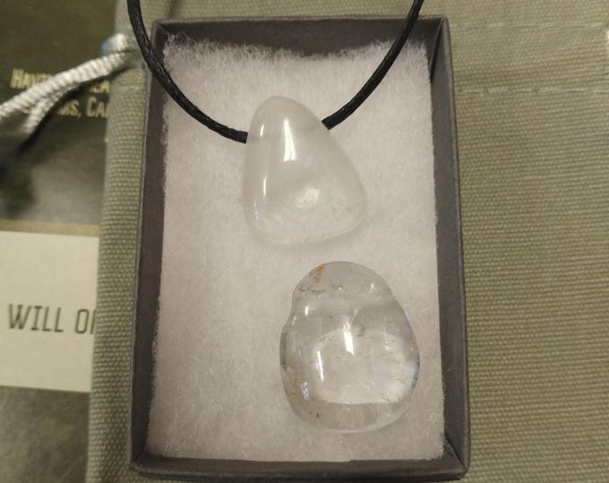 White Topaz- Pendant- Black Cord - Gift-Yourself- Friends-Family-Loved One-Gift Box