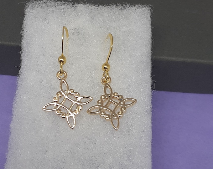 Earrings- Witches Knot-Sterling Silver 925 + 14 k Gold Plated- The "Goddess Collection" - Limited Edition