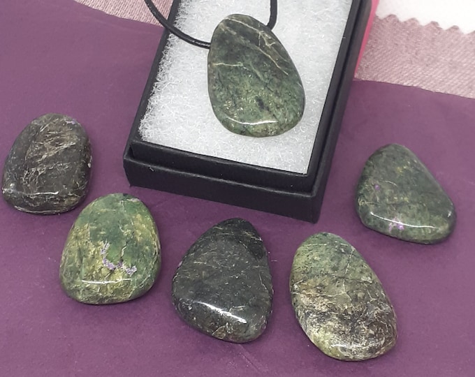 Serpentine -Tasmania-Tumbled-Pendant- Black Cord - Gift-Yourself- Friends-Family-Loved One-Gift Box
